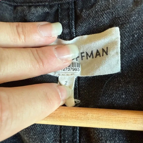 Mara Hoffman Sophie Dress Black V‑Neck Midi Dress with Puff Sleeves - Picture 10 of 11